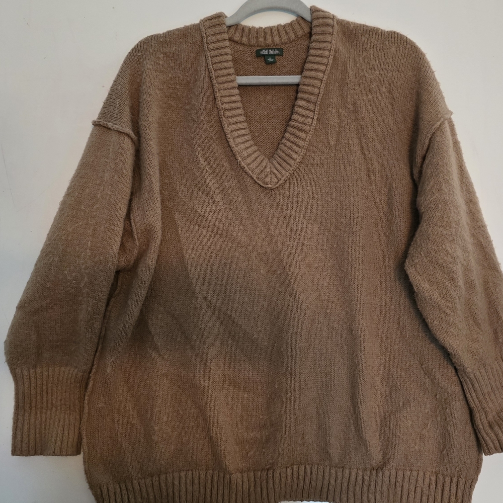 Wild Fable Tan V-Neck Knit Sweater